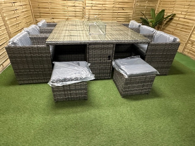 Brooklyn L Firepit ogrodowy zestaw stołowy z paleniskiem 0022